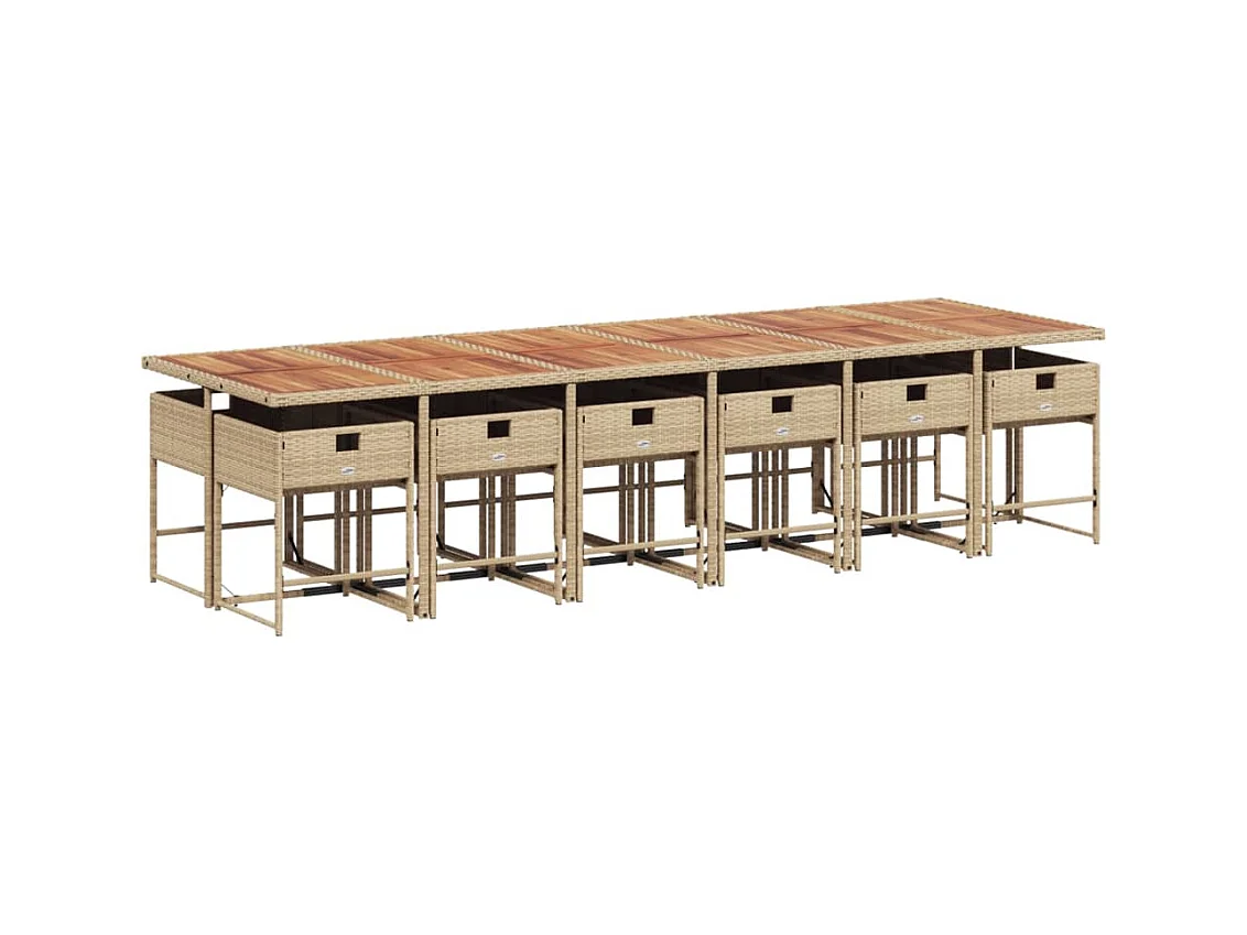 Sener  Ensemble à manger de jardin et coussins 13 pcs beige