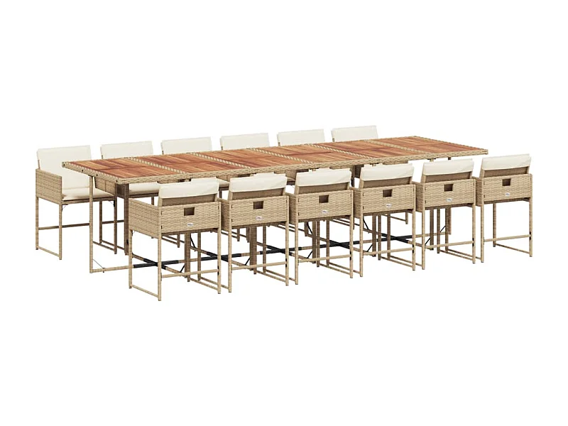 Sener  Ensemble à manger de jardin et coussins 13 pcs beige