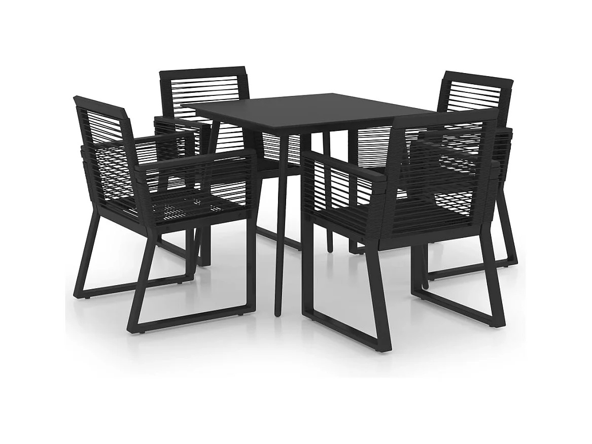 Ralvir  Ensemble à manger d'extérieur 5 pcs Rotin PVC Noir