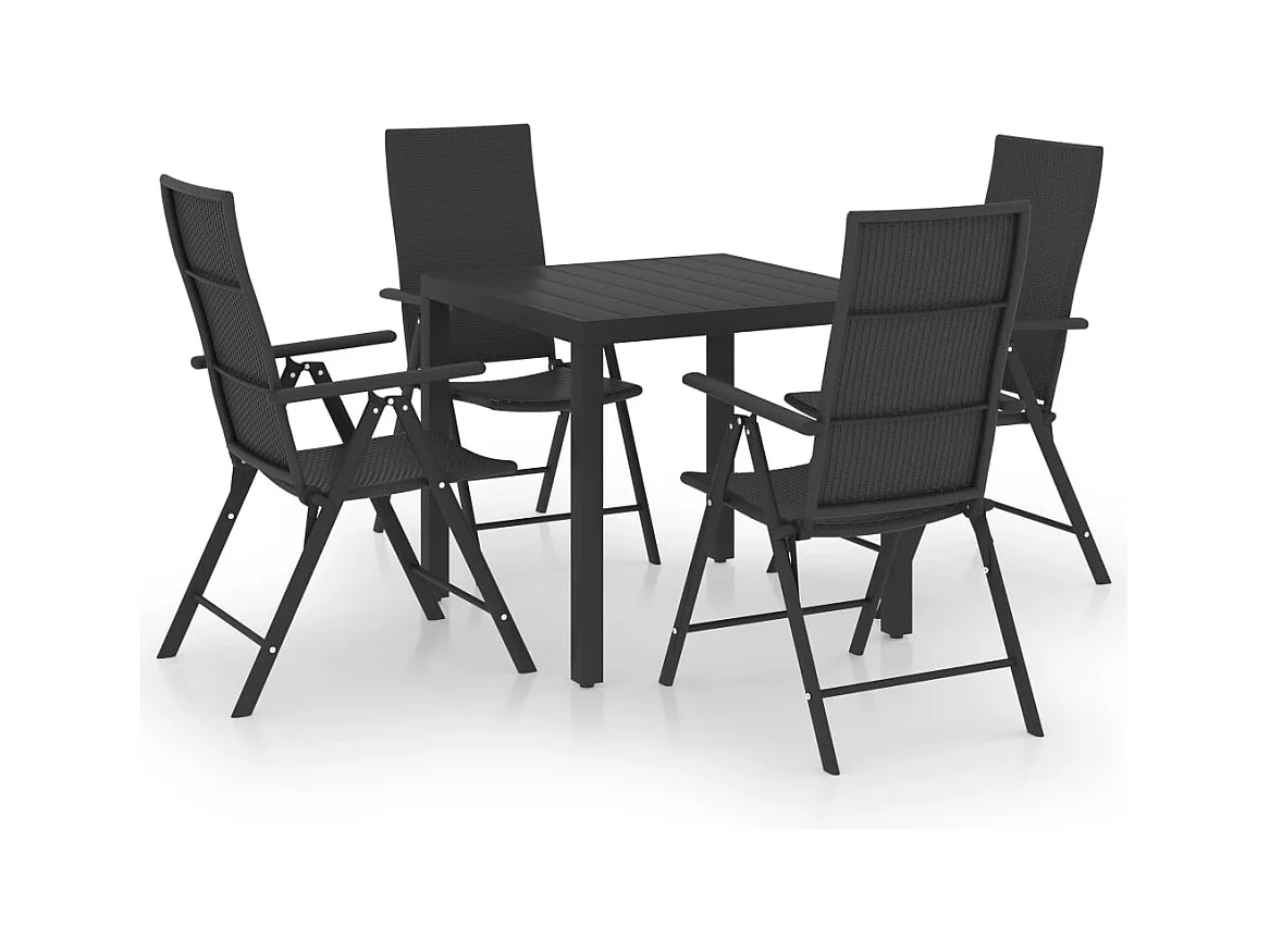 Garden Furniture -  Ensemble à manger de jardin 5 pcs noir