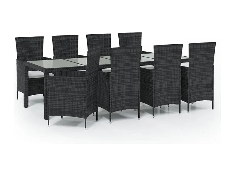 Fea  Ensemble à manger d'extérieur 9pcs coussins résine tressée noir