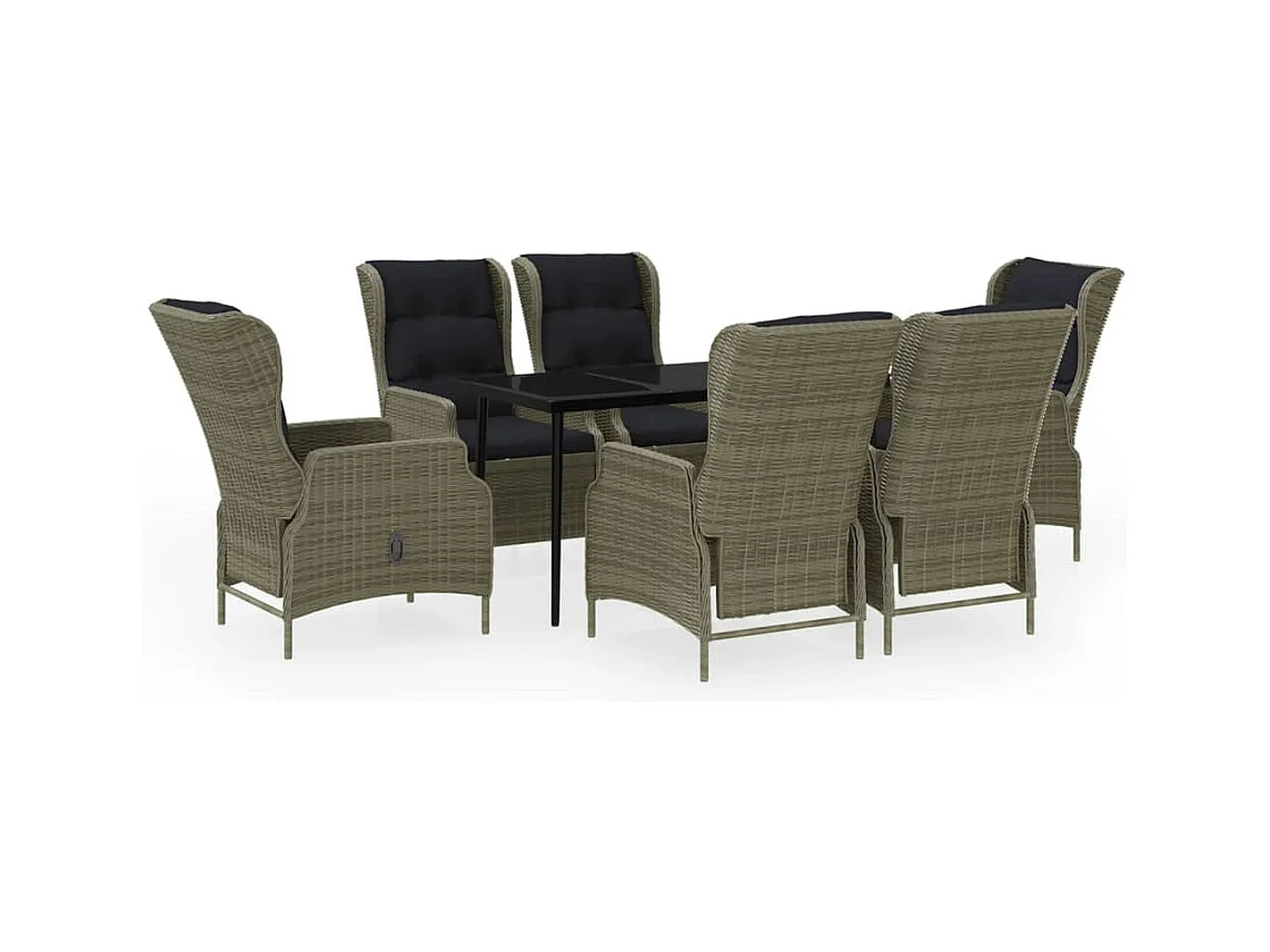 Mayra  Ensemble à manger de jardin 7 pcs Marron