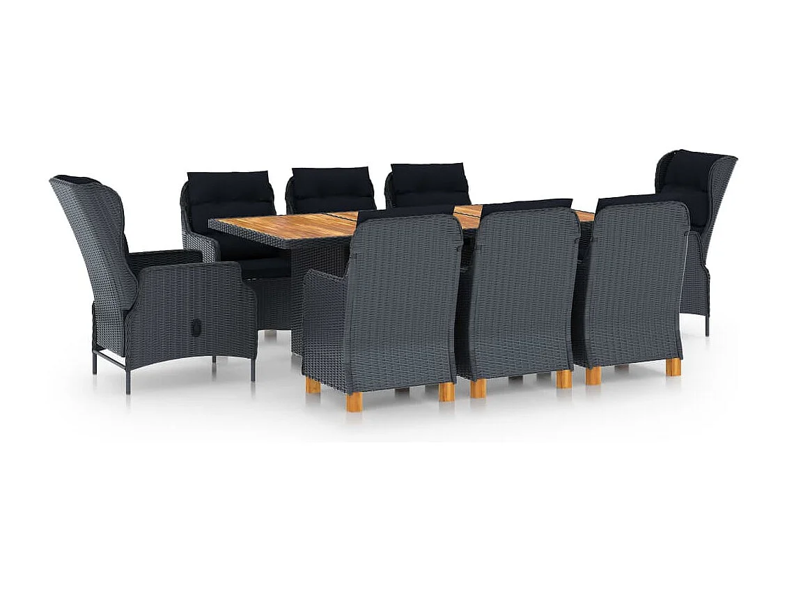 Kalren  9-delige Tuinset met kussens poly rattan donkergrijs