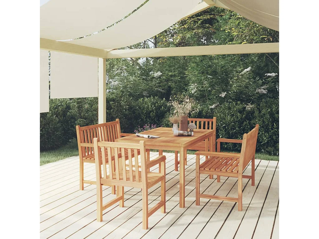 Birgit  5-delige Tuinset massief teakhout