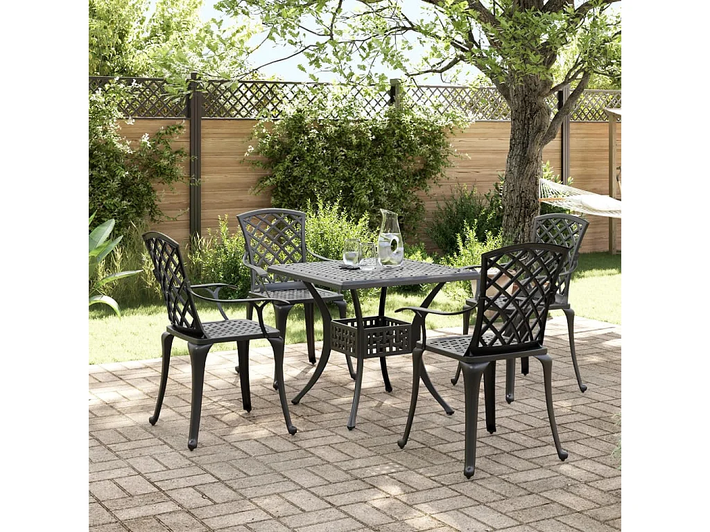 Prolenta Premium -  Ensemble à manger de jardin 5 pcs noir aluminium coulé