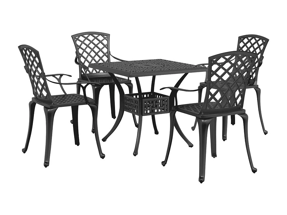 Prolenta Premium -  Ensemble à manger de jardin 5 pcs noir aluminium coulé