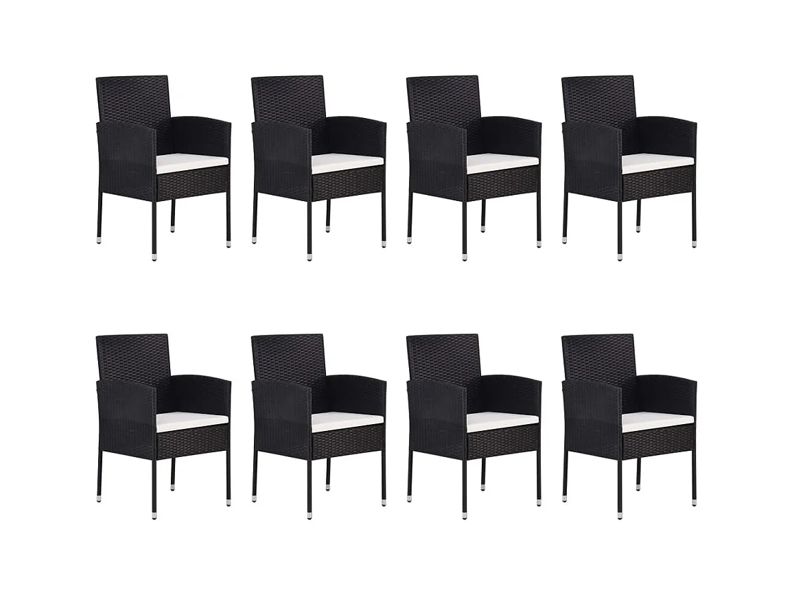 Redouane  Ensemble à manger de jardin 9 pcs Noir