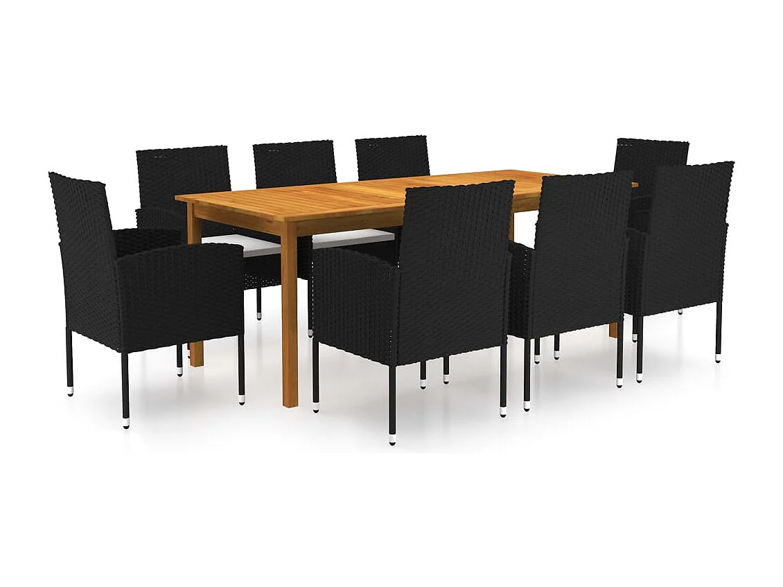 Redouane  Ensemble à manger de jardin 9 pcs Noir