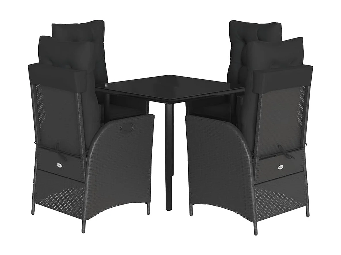 Garden Furniture -  Ensemble à manger de jardin coussins 5pcs Noir Résine tressée