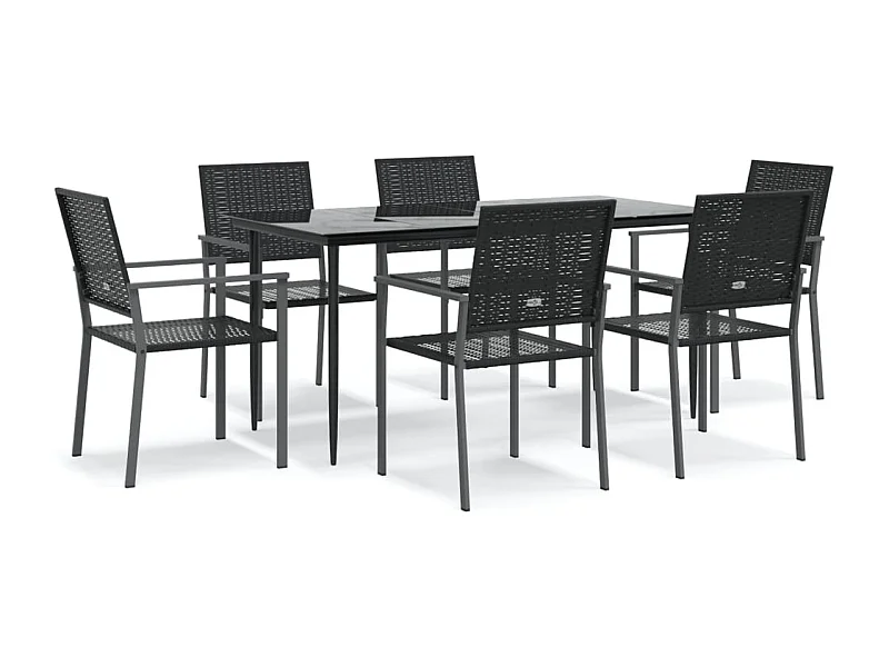 Croughevoe  Ensemble à manger de jardin 7 pcs résine tressée acier