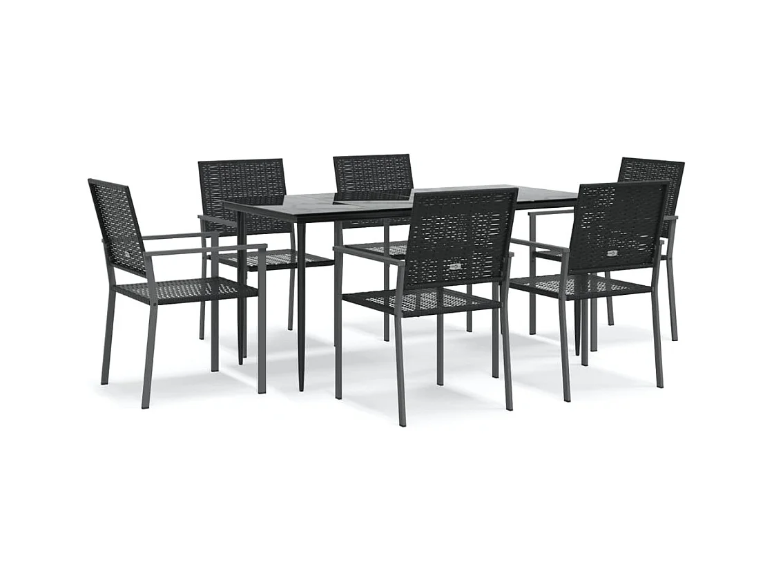 Croughevoe  Ensemble à manger de jardin 7 pcs résine tressée acier