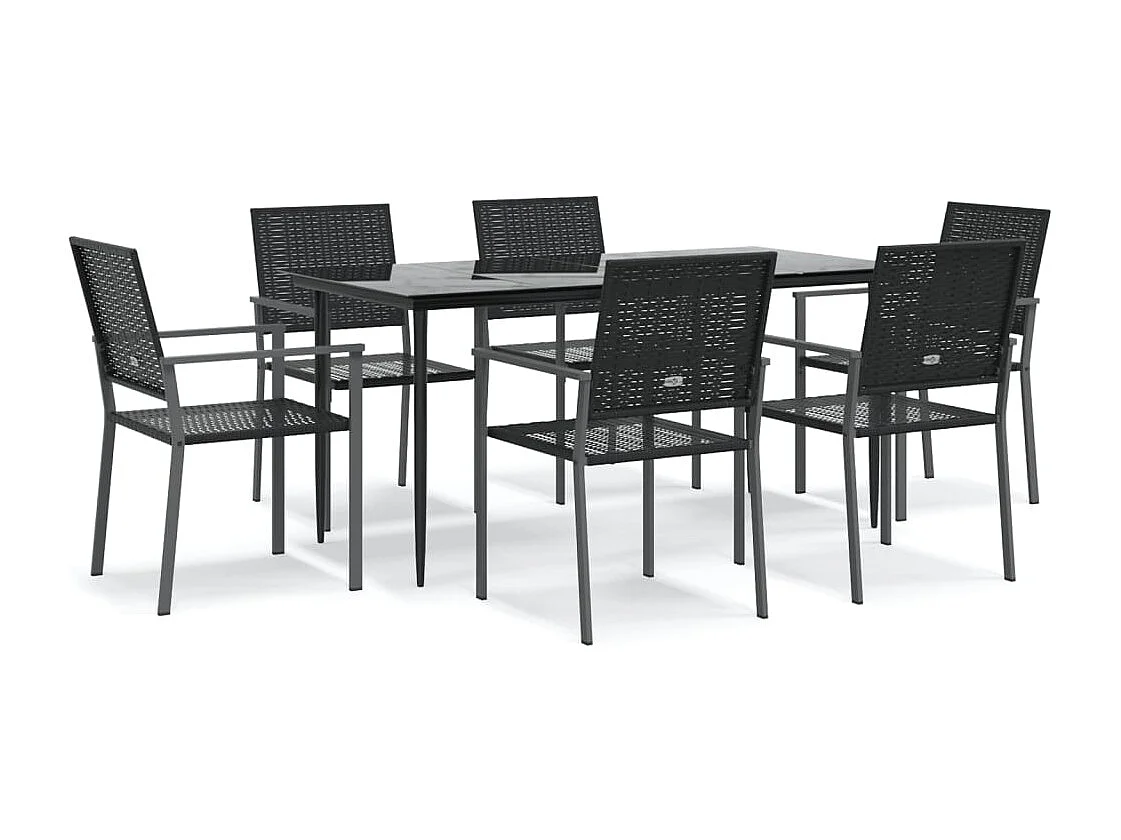 Croughevoe  Ensemble à manger de jardin 7 pcs résine tressée acier