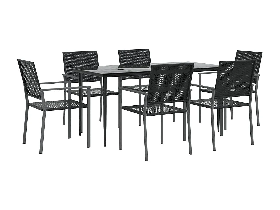 Croughevoe  Ensemble à manger de jardin 7 pcs résine tressée acier