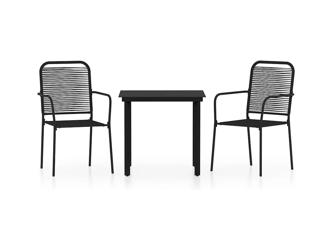 Scott  Ensemble à manger de jardin 3 pcs Noir