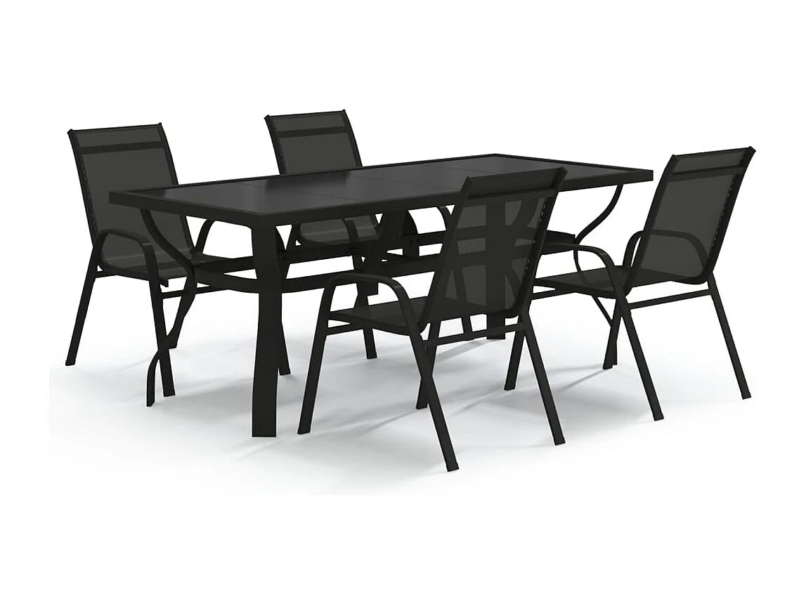 Katie Belle  Ensemble à manger de jardin 5 pcs Noir