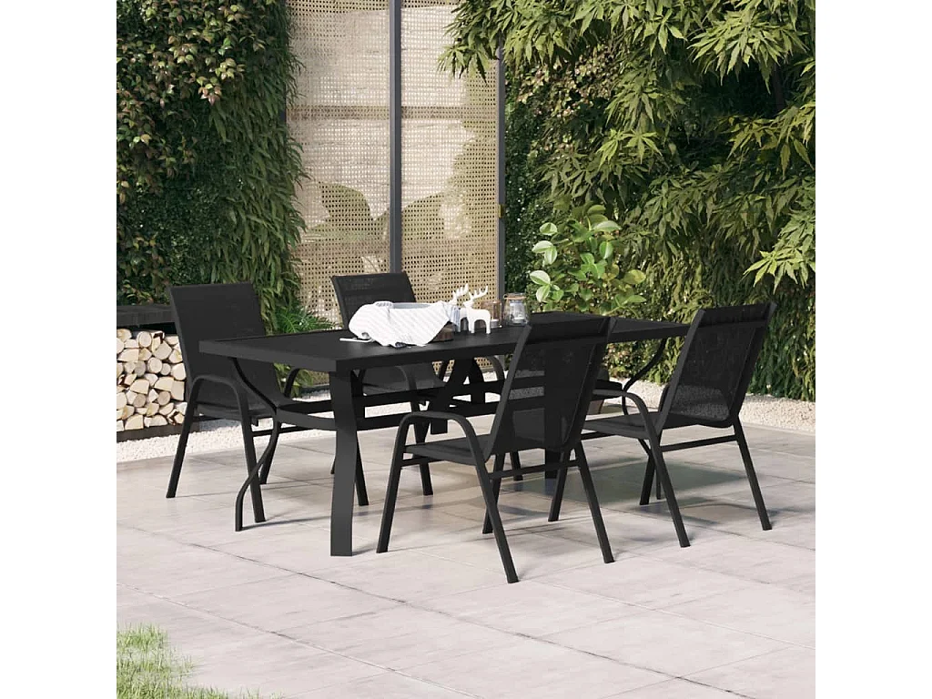 Katie Belle  Ensemble à manger de jardin 5 pcs Noir