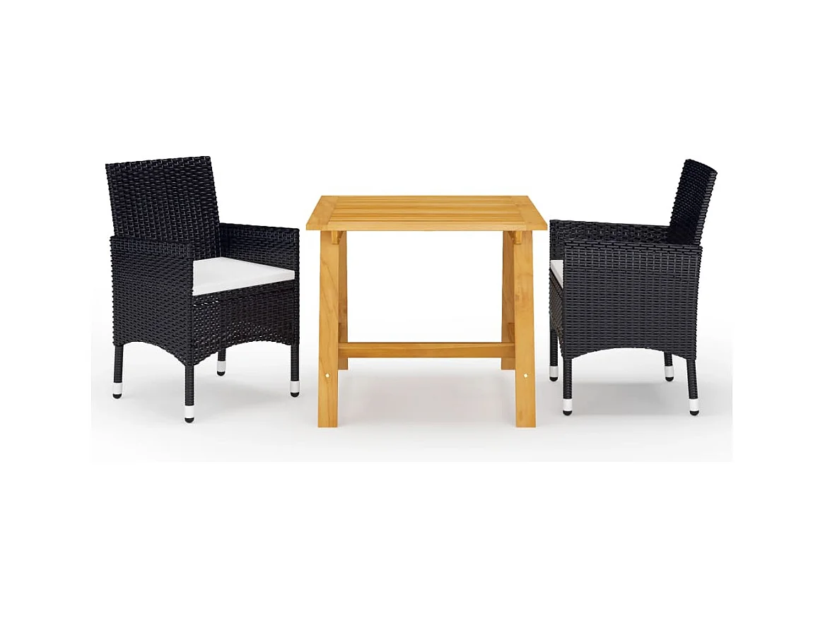 Claire-Célina  Ensemble à manger de jardin 3 pcs Noir