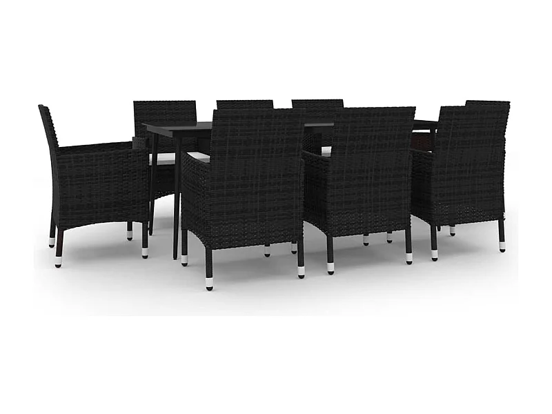 Carlinville  Ensemble à manger de jardin coussins 9 pcs Résine tressée Verre