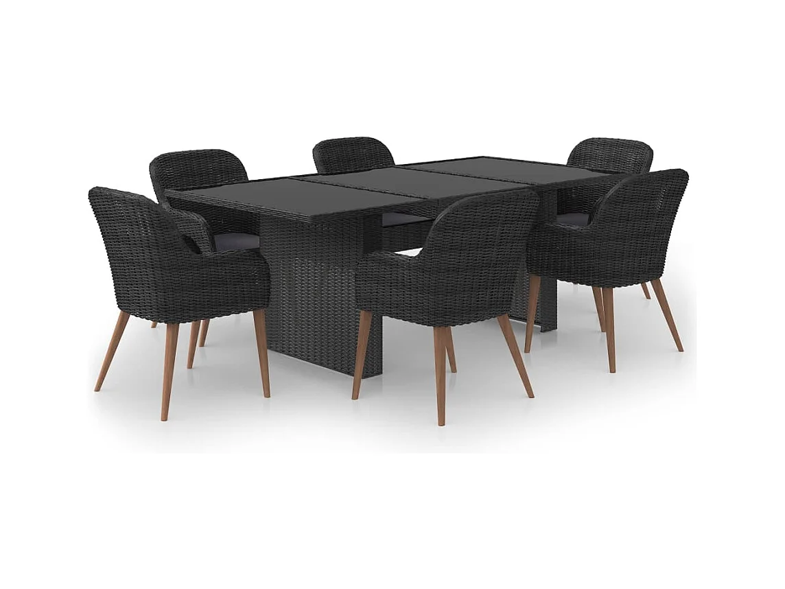 Garden Furniture -  Juego de comedor para jardín 7 piezas ratán sintético negro