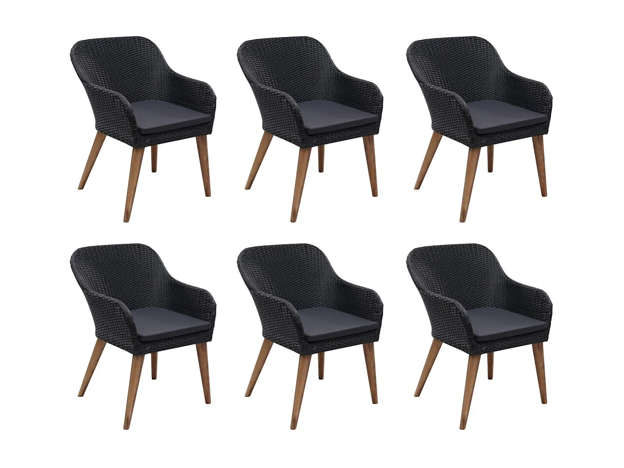 Garden Furniture -  Ensemble à manger de jardin 7 pcs Résine tressée Noir