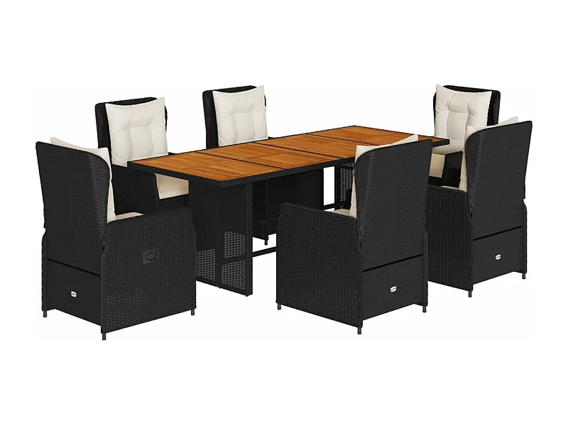 Zion  7-delige Tuinset met kussens poly rattan zwart