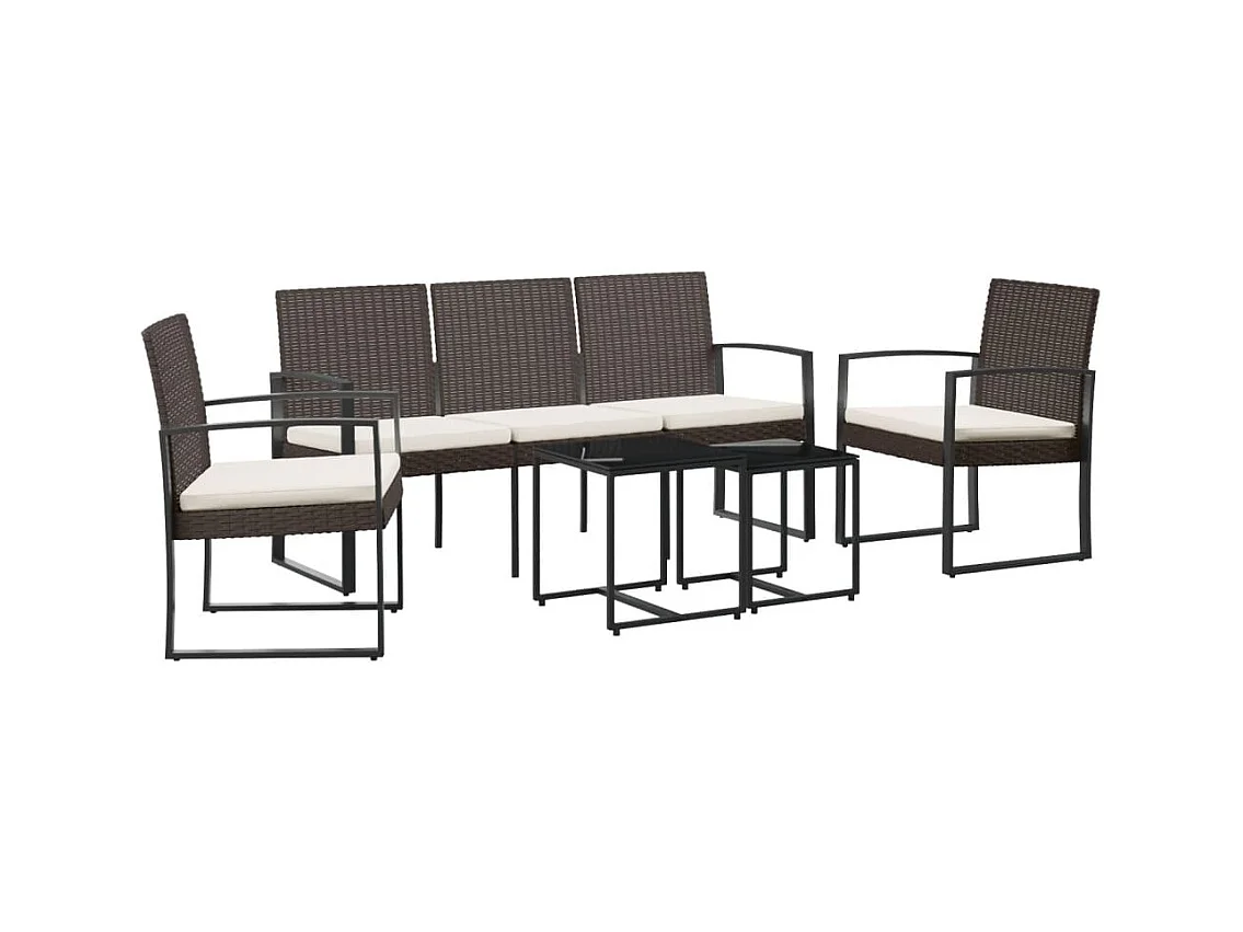 Artor  5-delige Tuinset met kussens polypropeen rattan bruin