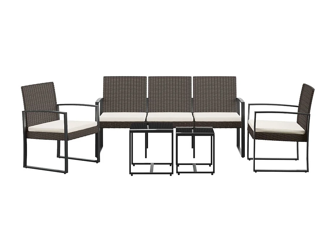 Artor  5-delige Tuinset met kussens polypropeen rattan bruin