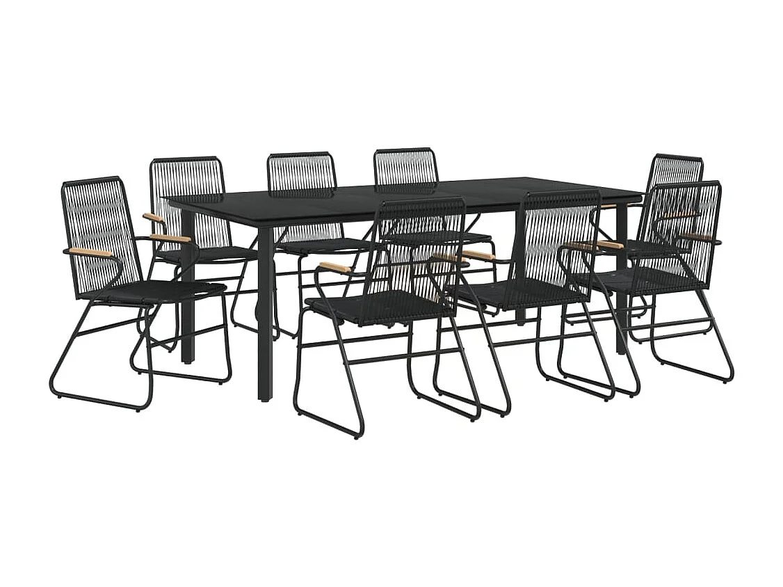 Claudine  Ensemble à manger de jardin 9 pcs noir rotin PVC