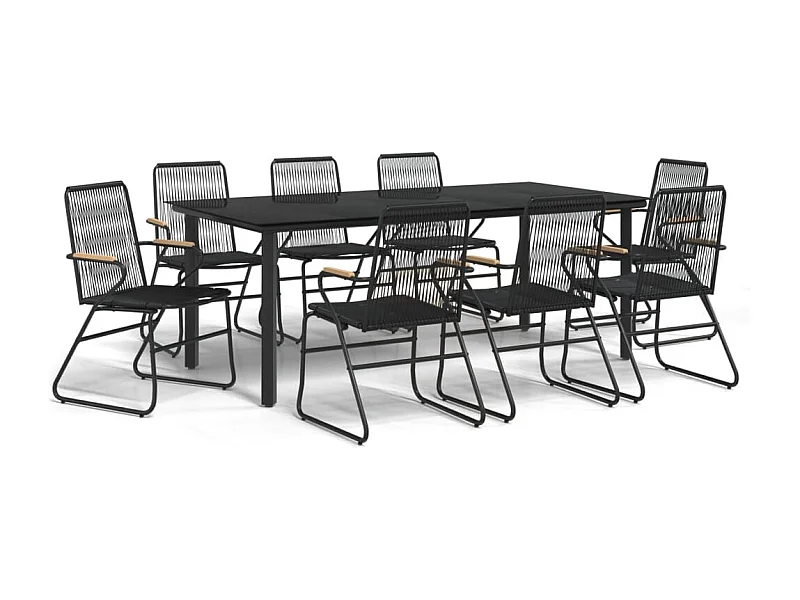 Claudine  9-delige Tuinset PVC-rattan zwart