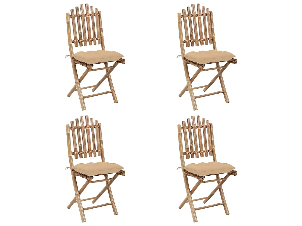 Blaire  Ensemble à manger d'extérieur pliable 5pcs avec coussins Bambou