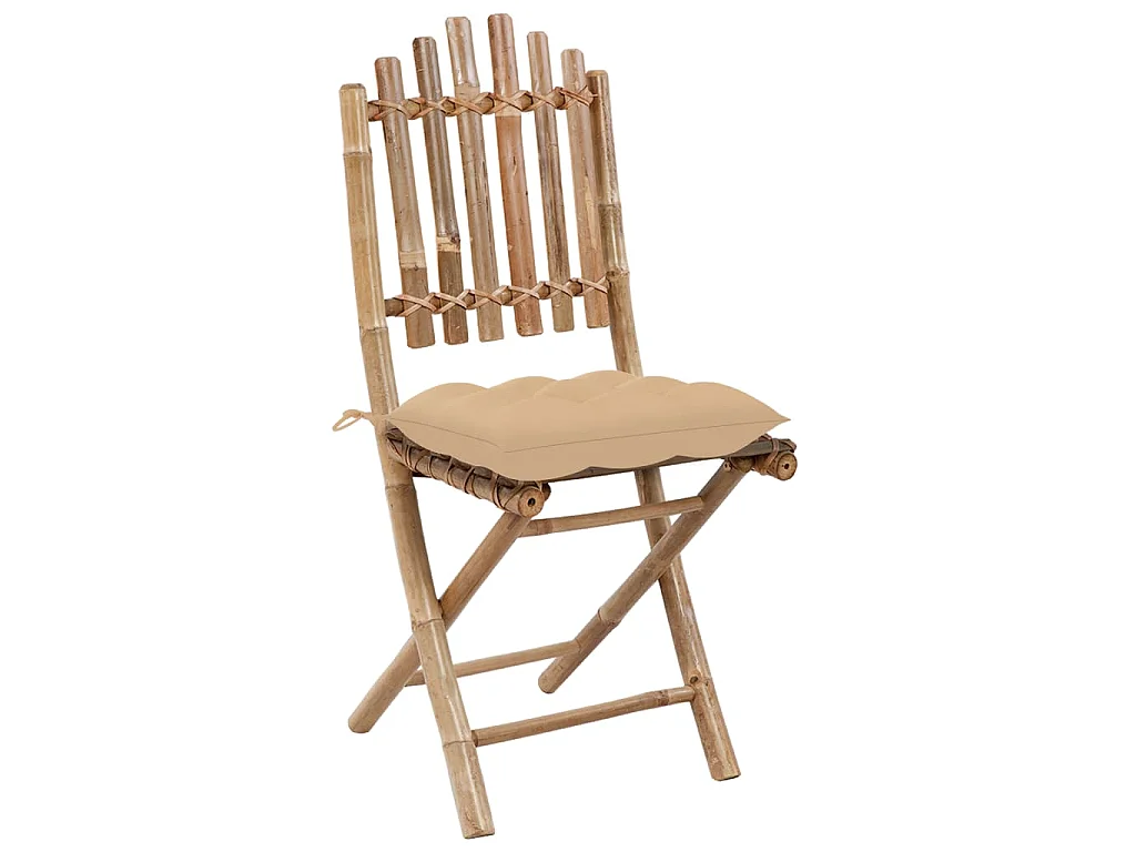 Blaire  Ensemble à manger d'extérieur pliable 5pcs avec coussins Bambou