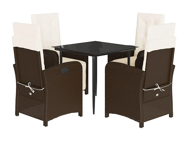 Effingham  5-delige Tuinset met kussens poly rattan bruin