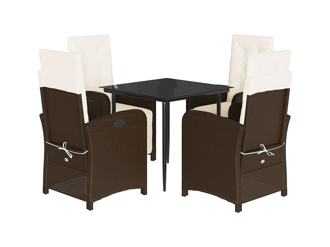 Effingham  5-delige Tuinset met kussens poly rattan bruin