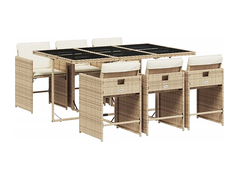 Zele  7-delige Tuinset met kussens poly rattan beige