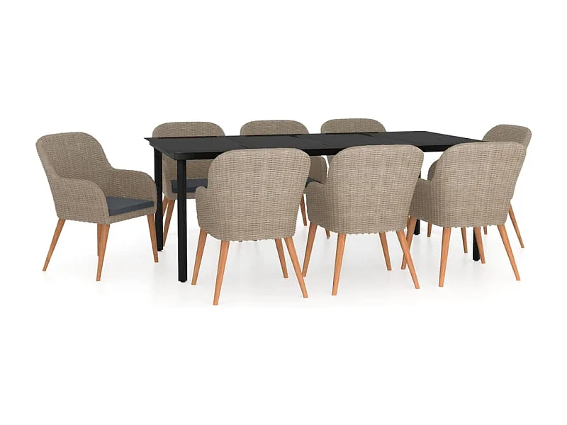 Zevrik  9-delige Tuinset met kussens bruin