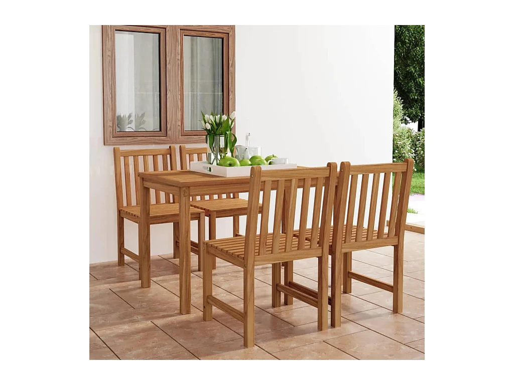 Garden Furniture -  Conjunto de comedor de jardín de 5 piezas, 120 x 70 cm, madera maciza de teca