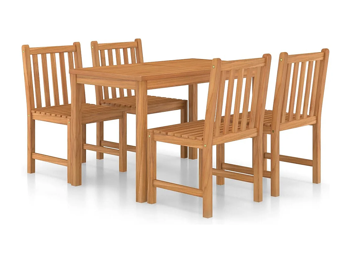 Garden Furniture -  Ensemble de salle à manger de jardin 5 pièces 120 x 70 cm en bois de teck massif