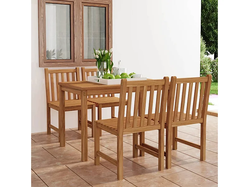 Garden Furniture -  5-delige tuinset 120x70 cm massief teakhout