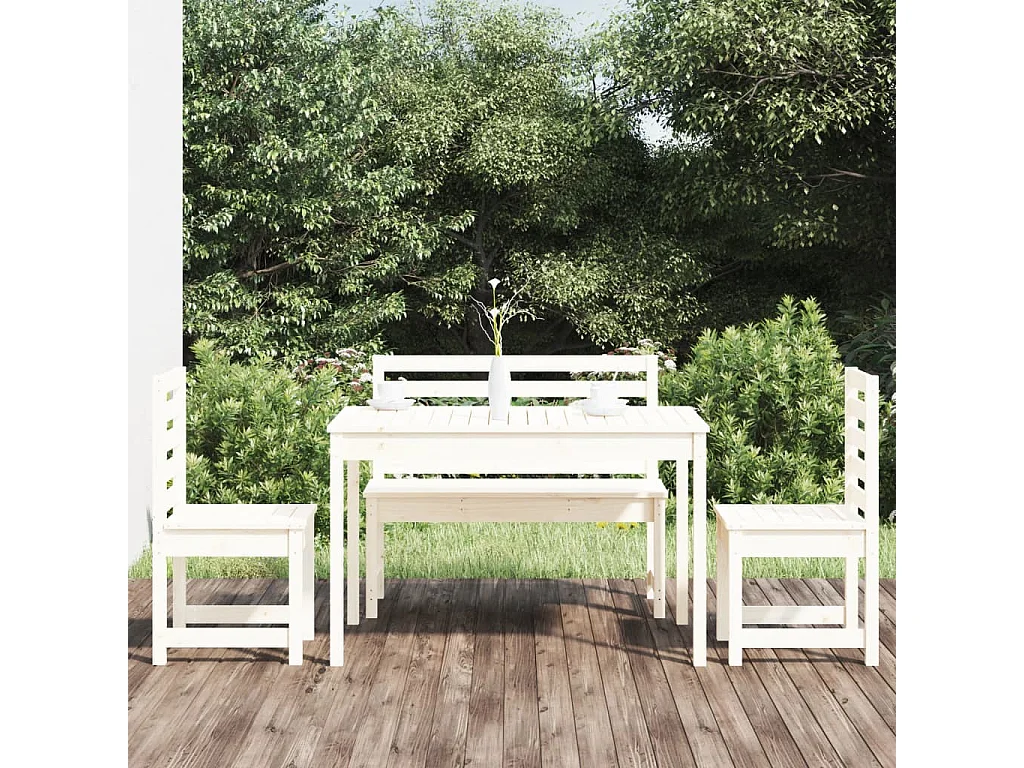 Kaan  4-delige Tuinset massief grenenhout wit