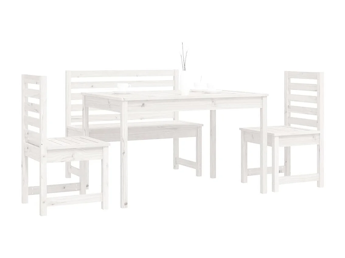 Kaan  4-delige Tuinset massief grenenhout wit