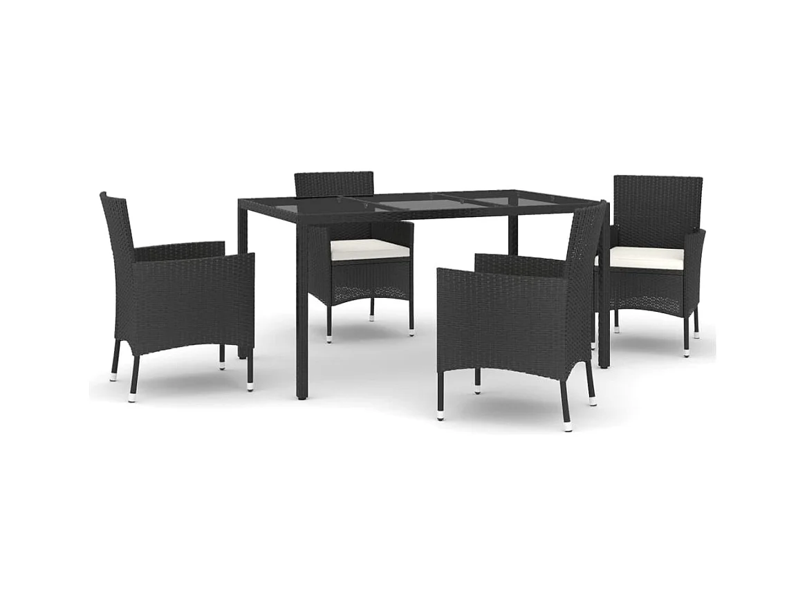 Vagnar  5-delige Tuinset met kussens poly rattan zwart