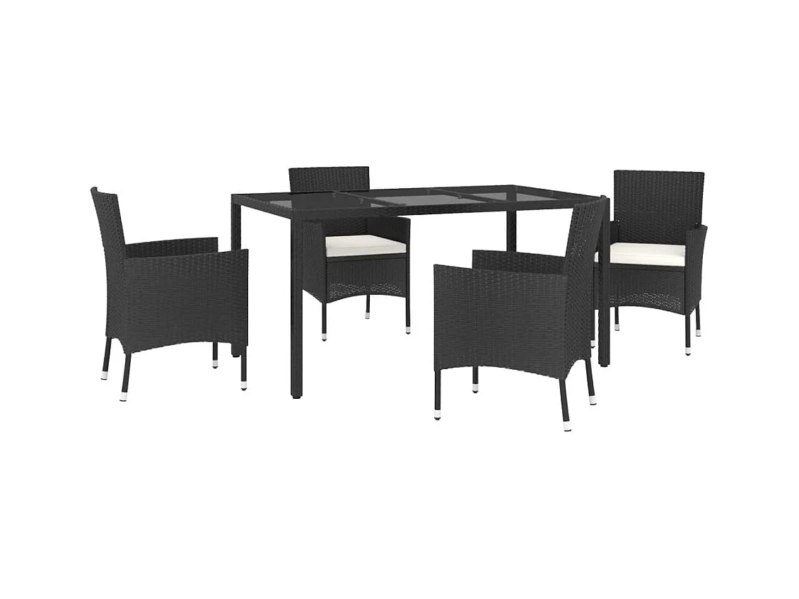 Vagnar  5-delige Tuinset met kussens poly rattan zwart