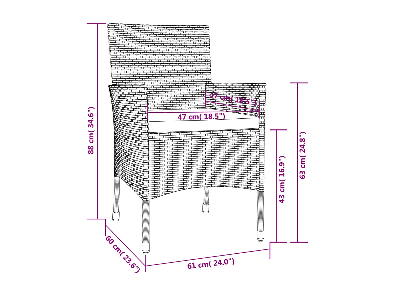 Vagnar  Ensemble à manger de jardin coussins 5pcs Noir Résine tressée
