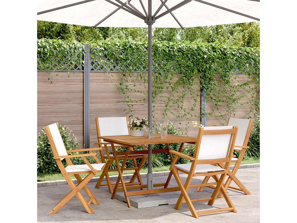 China Grove  Ensemble à manger de jardin 5 pcs blanc crème tissu bois massif
