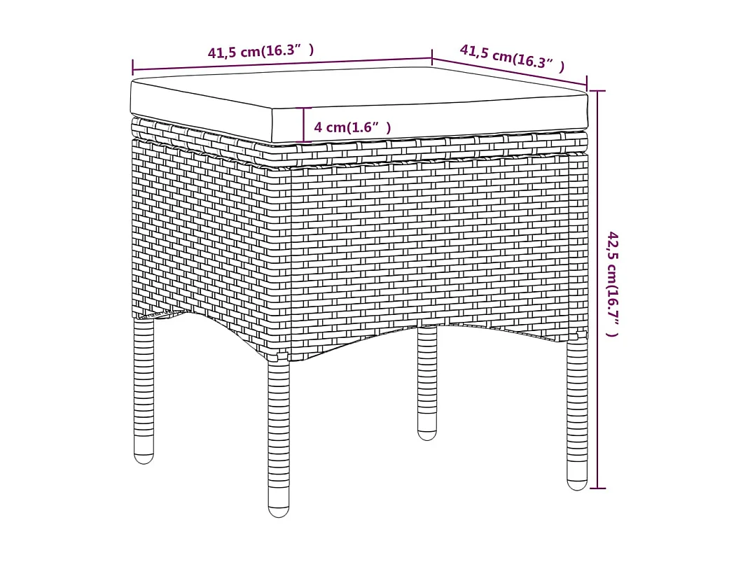 Mila  5-delige Tuinset poly rattan en gehard glas zwart