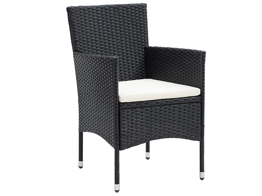 Mila  5-delige Tuinset poly rattan en gehard glas zwart
