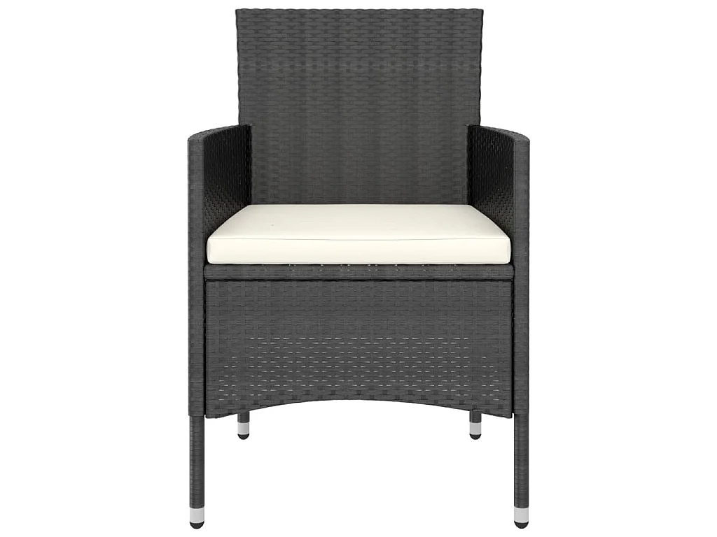 Mila  5-delige Tuinset poly rattan en gehard glas zwart