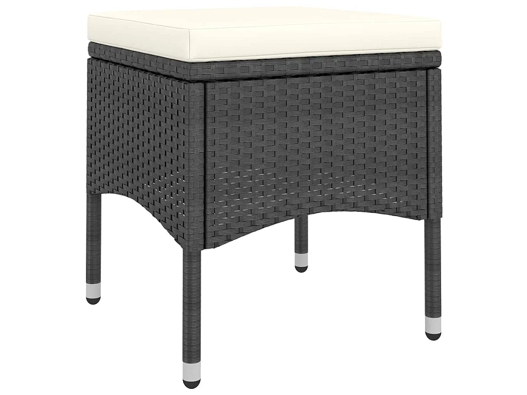 Mila  5-delige Tuinset poly rattan en gehard glas zwart