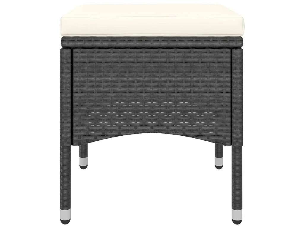 Mila  5-delige Tuinset poly rattan en gehard glas zwart