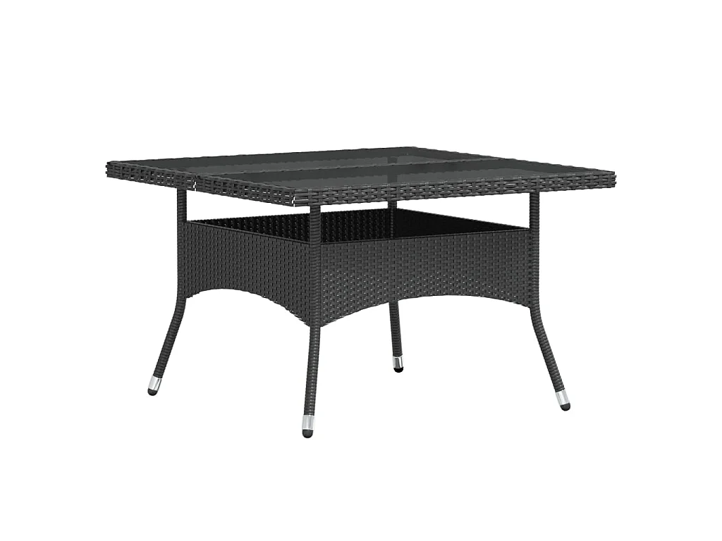 Mila  5-delige Tuinset poly rattan en gehard glas zwart